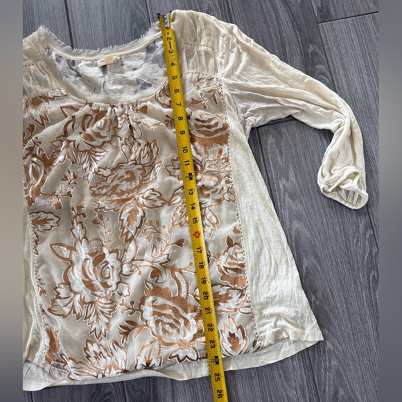 Meadow Rue Anthropologie|Ivory burnout velvet floral long sleeve blouse••Size XL - Picture 9 of 10